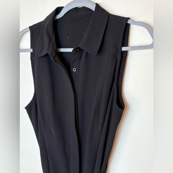 Black Midi Shirt Dress with tie belt EUC - Picture 2 of 11